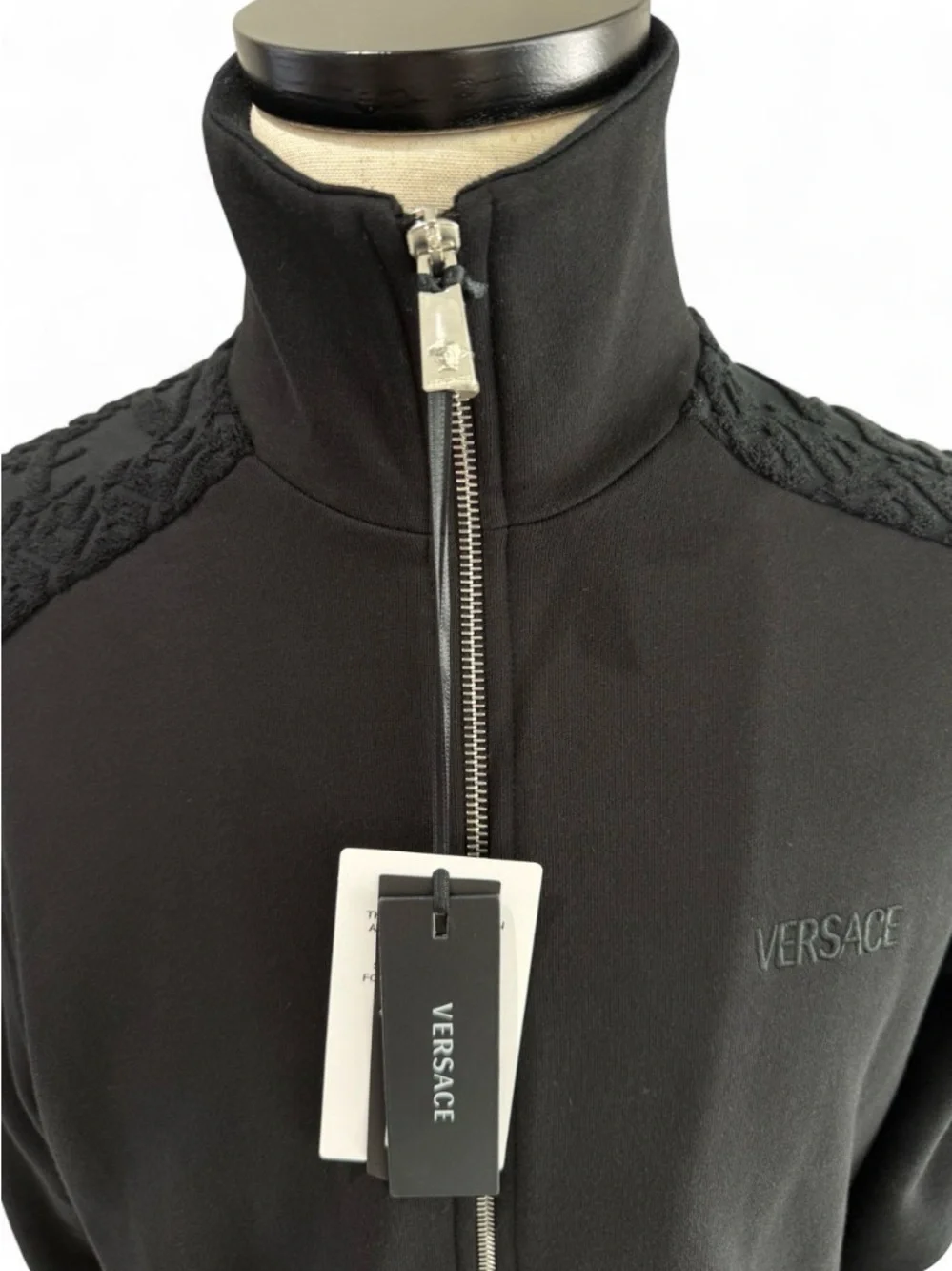 Versace Jacquard Logo Texture Sleeves Jacket Size Small. Brand New